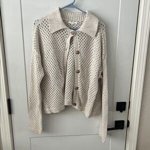 Maurices Beige Knit Cardigan with Button Detail